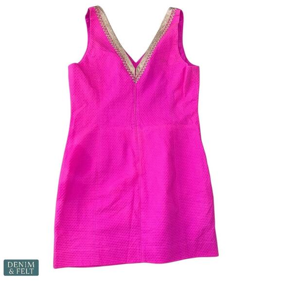 Lilly Pulitzer Junie Shift Dress Berry Sangria Pink Gold Resort Chic Summer Vibe - Picture 7 of 15